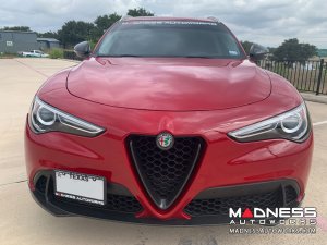 Alfa Romeo Stelvio Front V Shield Grill Frame + Emblem Frame Kit - Carbon Fiber - Feroce Carbon Alfa Romeo Stelvio Front V Shield Grill Frame + Emblem Frame Kit - Carbon Fiber - Feroce Carbon